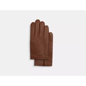 Coach Women's Dark Saddle Brown Leather Tech Gloves (CV864) Size L - NWT $160